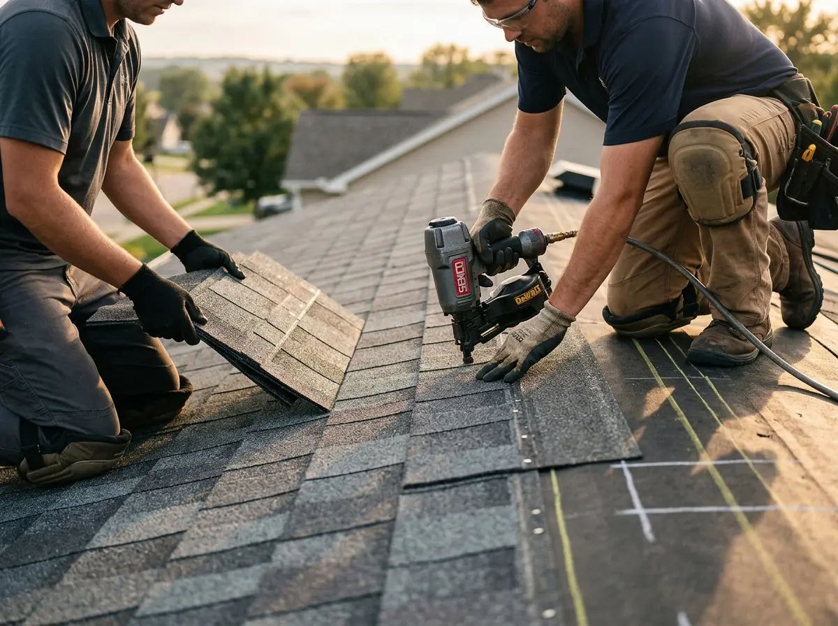 Professional roofer working on a residential roof in Philipstown